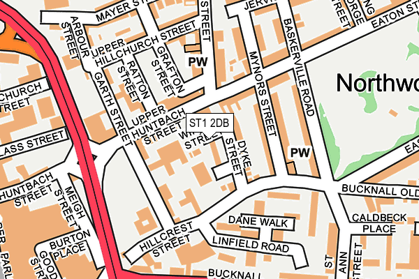 ST1 2DB map - OS OpenMap – Local (Ordnance Survey)