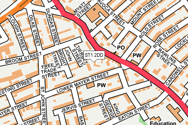 ST1 2DD map - OS OpenMap – Local (Ordnance Survey)