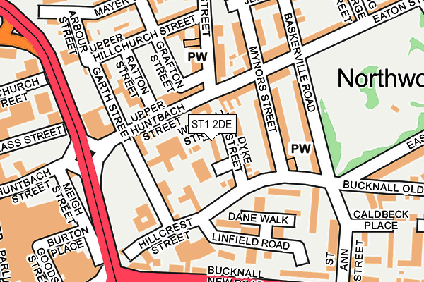 ST1 2DE map - OS OpenMap – Local (Ordnance Survey)