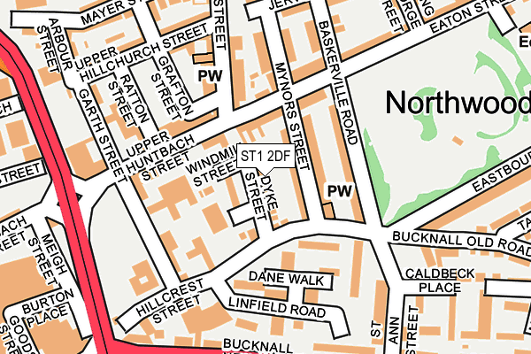 ST1 2DF map - OS OpenMap – Local (Ordnance Survey)