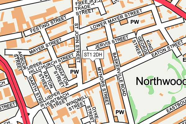 ST1 2DH map - OS OpenMap – Local (Ordnance Survey)