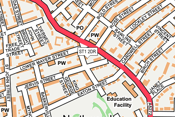 ST1 2DR map - OS OpenMap – Local (Ordnance Survey)