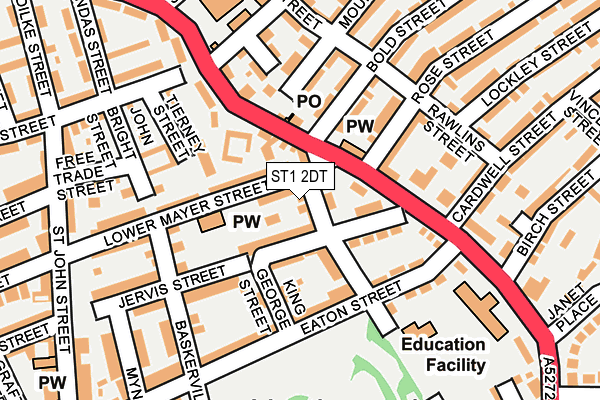 ST1 2DT map - OS OpenMap – Local (Ordnance Survey)
