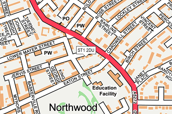 ST1 2DU map - OS OpenMap – Local (Ordnance Survey)