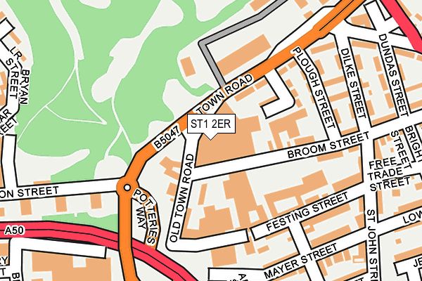 ST1 2ER map - OS OpenMap – Local (Ordnance Survey)