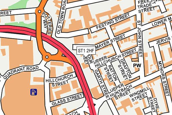 ST1 2HF map - OS OpenMap – Local (Ordnance Survey)