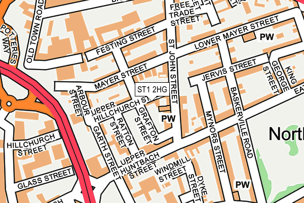 ST1 2HG map - OS OpenMap – Local (Ordnance Survey)