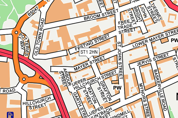 ST1 2HN map - OS OpenMap – Local (Ordnance Survey)