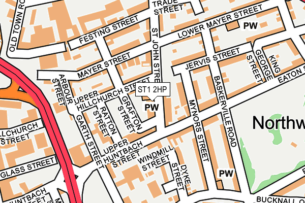 ST1 2HP map - OS OpenMap – Local (Ordnance Survey)
