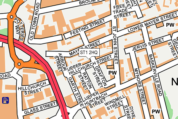 ST1 2HQ map - OS OpenMap – Local (Ordnance Survey)