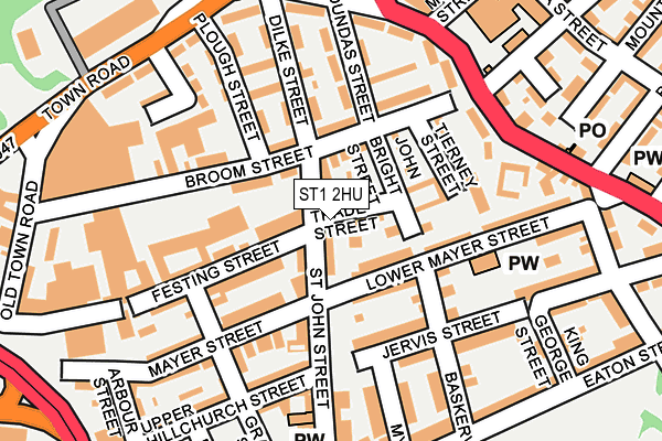 ST1 2HU map - OS OpenMap – Local (Ordnance Survey)