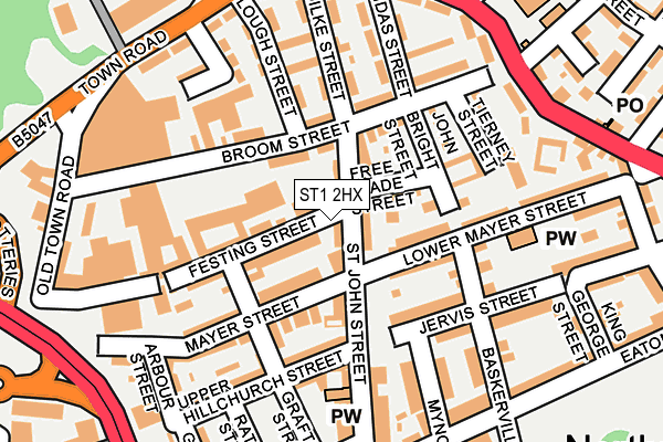 ST1 2HX map - OS OpenMap – Local (Ordnance Survey)