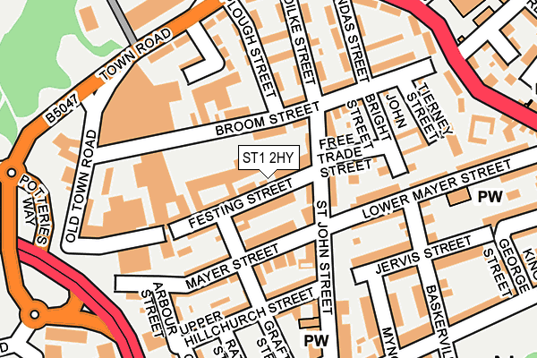 ST1 2HY map - OS OpenMap – Local (Ordnance Survey)