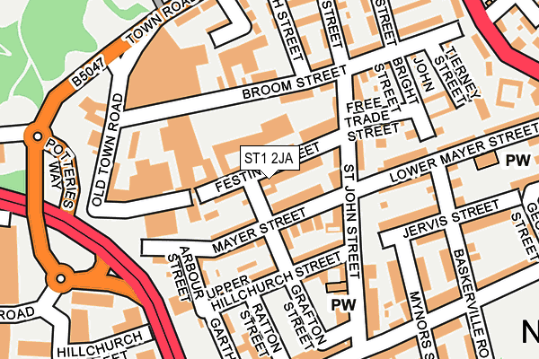 ST1 2JA map - OS OpenMap – Local (Ordnance Survey)