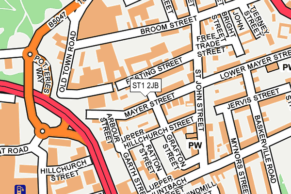 ST1 2JB map - OS OpenMap – Local (Ordnance Survey)