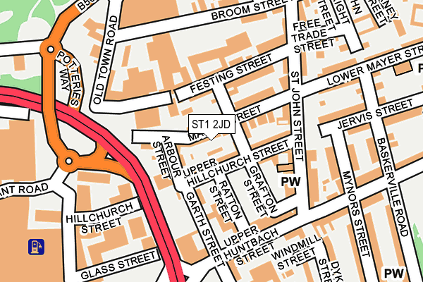 ST1 2JD map - OS OpenMap – Local (Ordnance Survey)