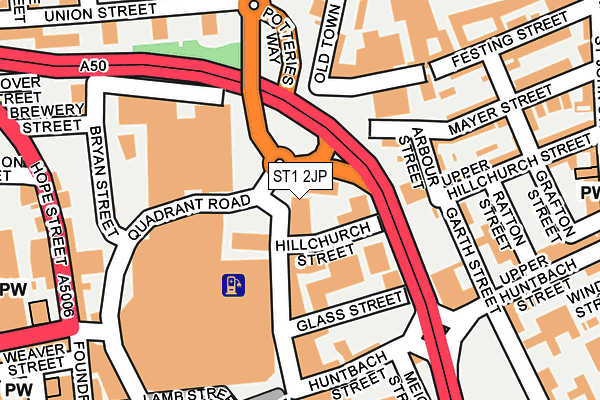 ST1 2JP map - OS OpenMap – Local (Ordnance Survey)