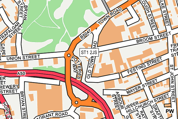 ST1 2JS map - OS OpenMap – Local (Ordnance Survey)