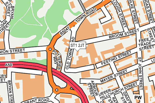 ST1 2JT map - OS OpenMap – Local (Ordnance Survey)