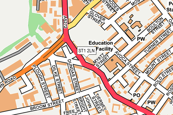 ST1 2LN map - OS OpenMap – Local (Ordnance Survey)