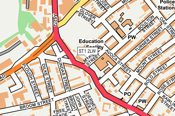 ST1 2LW map - OS OpenMap – Local (Ordnance Survey)