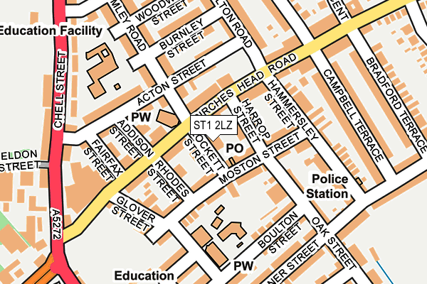 ST1 2LZ map - OS OpenMap – Local (Ordnance Survey)