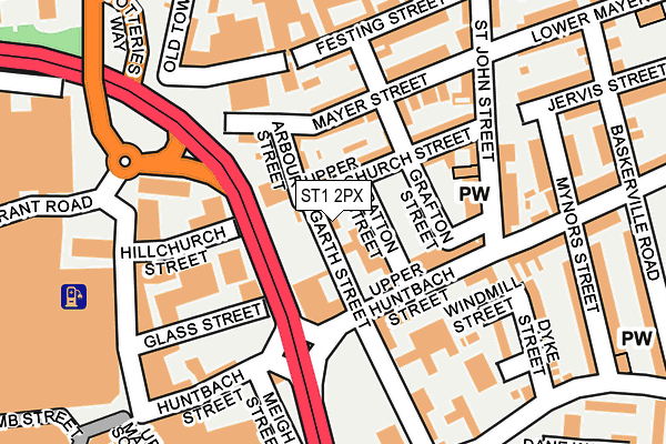 ST1 2PX map - OS OpenMap – Local (Ordnance Survey)