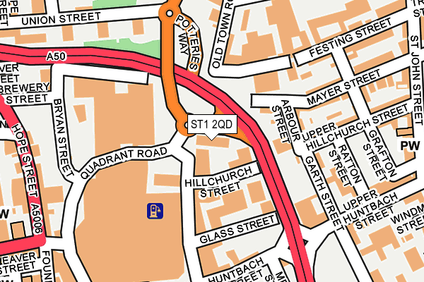 ST1 2QD map - OS OpenMap – Local (Ordnance Survey)