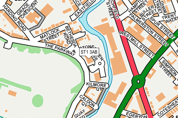 ST1 3AB map - OS OpenMap – Local (Ordnance Survey)