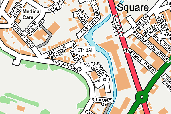 ST1 3AH map - OS OpenMap – Local (Ordnance Survey)