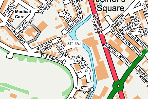 ST1 3AJ map - OS OpenMap – Local (Ordnance Survey)