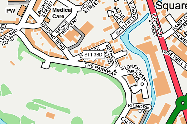 ST1 3BD map - OS OpenMap – Local (Ordnance Survey)