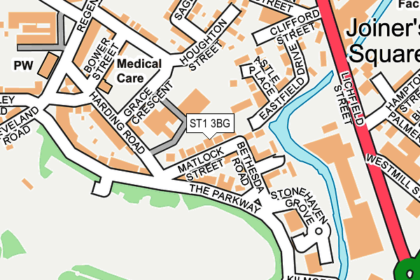 ST1 3BG map - OS OpenMap – Local (Ordnance Survey)