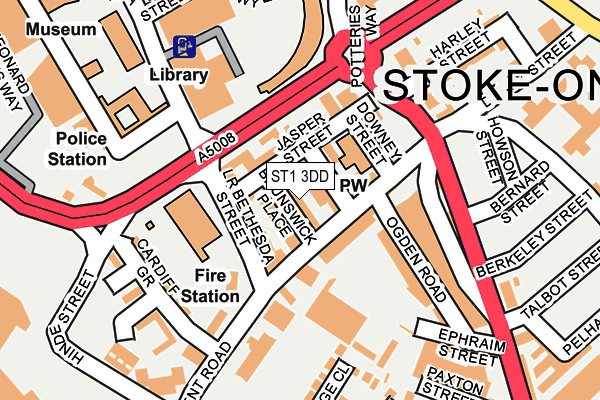 ST1 3DD map - OS OpenMap – Local (Ordnance Survey)