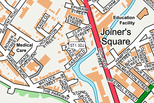 ST1 3DJ map - OS OpenMap – Local (Ordnance Survey)