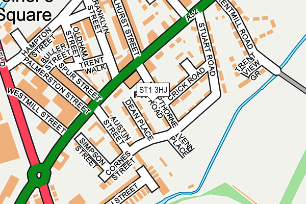 ST1 3HJ map - OS OpenMap – Local (Ordnance Survey)