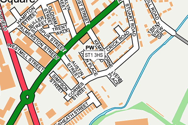 ST1 3HS map - OS OpenMap – Local (Ordnance Survey)