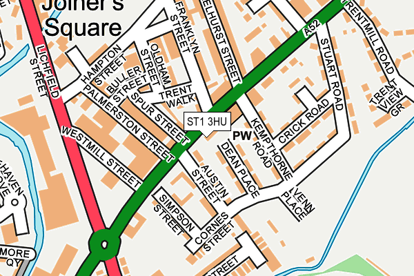 ST1 3HU map - OS OpenMap – Local (Ordnance Survey)