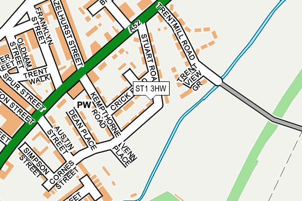 ST1 3HW map - OS OpenMap – Local (Ordnance Survey)