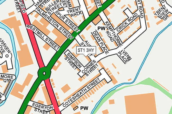 ST1 3HY map - OS OpenMap – Local (Ordnance Survey)
