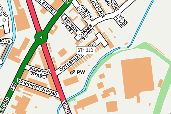 ST1 3JD map - OS OpenMap – Local (Ordnance Survey)