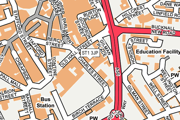 ST1 3JP map - OS OpenMap – Local (Ordnance Survey)