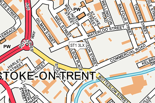 ST1 3LX map - OS OpenMap – Local (Ordnance Survey)