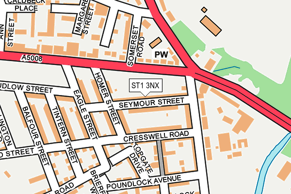 ST1 3NX map - OS OpenMap – Local (Ordnance Survey)
