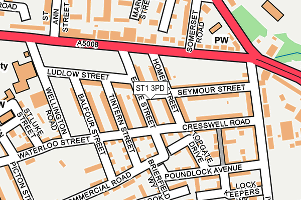 ST1 3PD map - OS OpenMap – Local (Ordnance Survey)