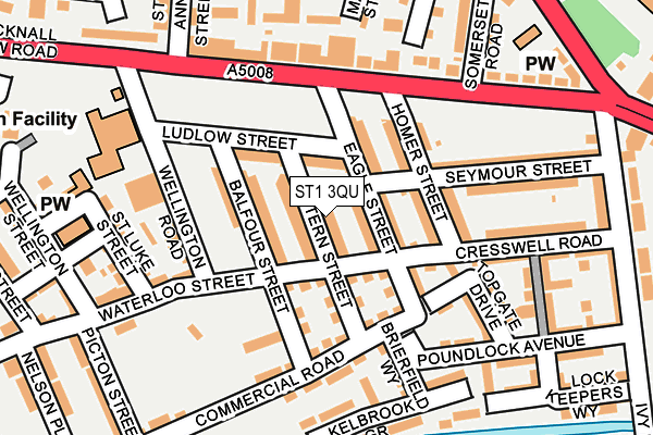 ST1 3QU map - OS OpenMap – Local (Ordnance Survey)
