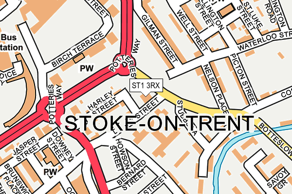 ST1 3RX map - OS OpenMap – Local (Ordnance Survey)