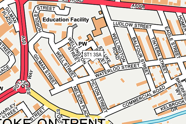 ST1 3SA map - OS OpenMap – Local (Ordnance Survey)