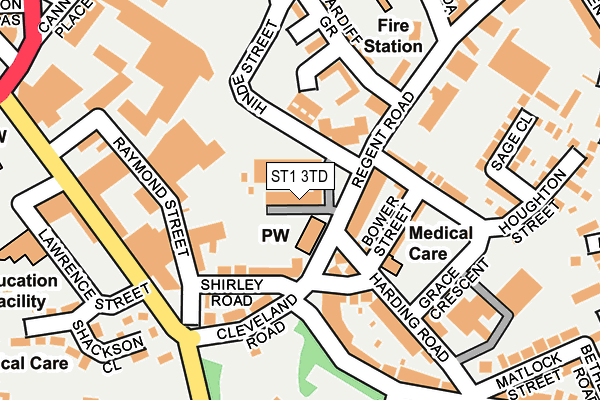 ST1 3TD map - OS OpenMap – Local (Ordnance Survey)