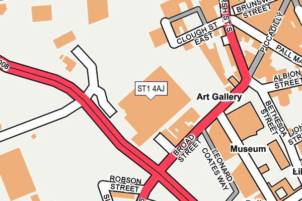 ST1 4AJ map - OS OpenMap – Local (Ordnance Survey)